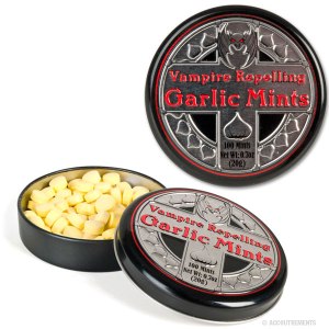 For vampire-repelling garlic mints, visit Bloom's Candy and Soda Pop Shop (candycarrollton.com)!